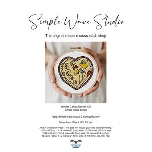 Valentine Yellow‎ Heart and Tulip Flowers Counted Cross Stitch Pattern